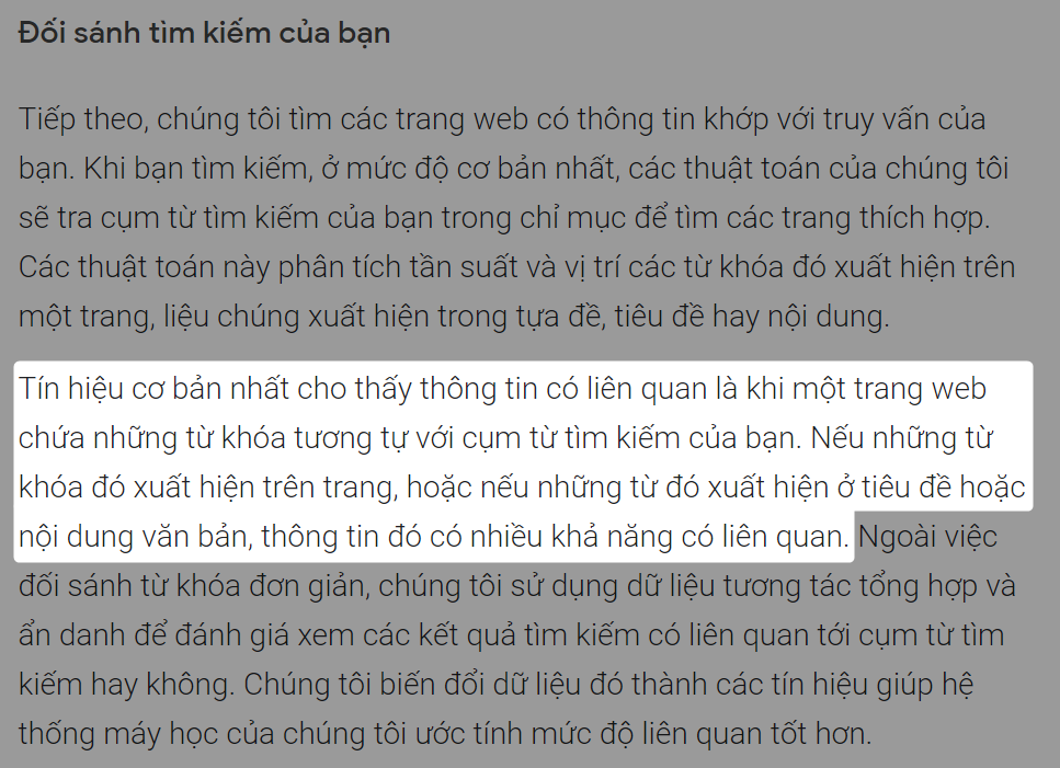 Đối sánh tìm kiếm của bạn