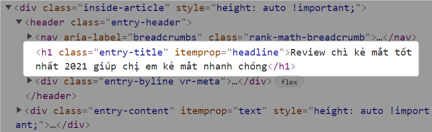 Code của thẻ H1