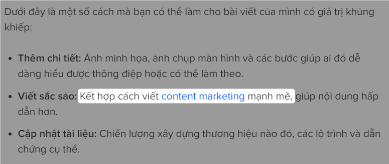 Dẫn link nội bộ với anchor text "email marketing"