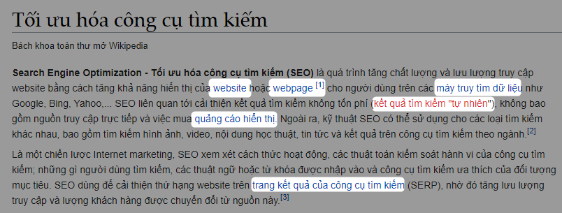 Trang Wikipedia dẫn dẫn link nội bộ rất nhiều