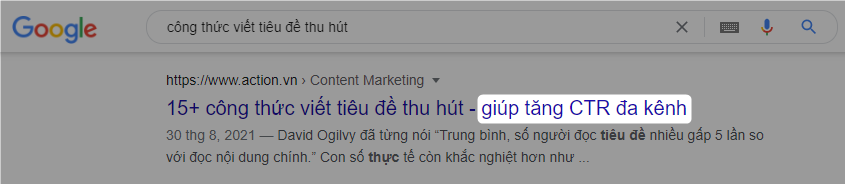 Cụm từ bổ nghĩa trong tiêu đề trên trang tìm kiếm Google