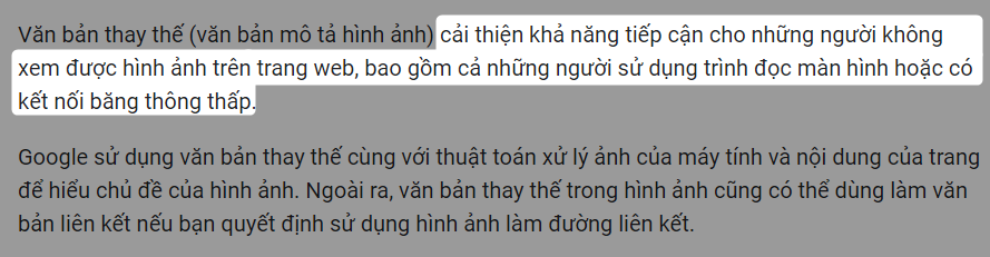 Alt text hỗ trợ phần mềm đọc trang dành cho người khiếm thị