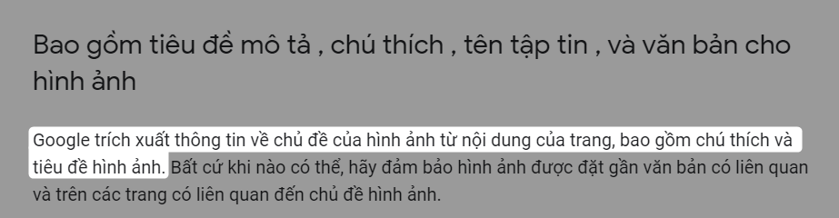 Google trích xuất thông tin về chủ đề hình ảnh từ nội dung trang