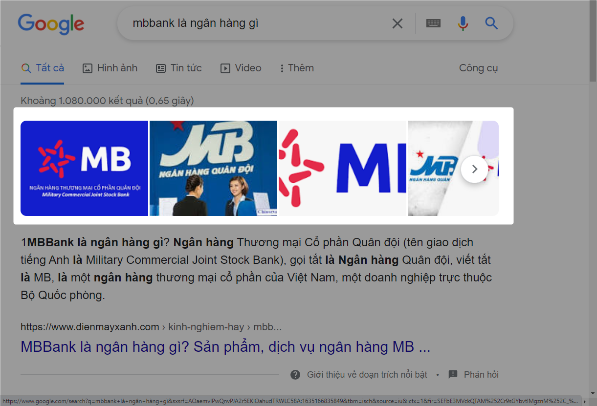 Hình ảnh hiển thị trong đoạn trích nổi bật khi tìm kiếm Google