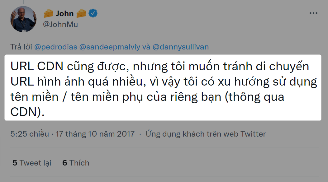 Lời khuyên của John Mueller trên Twitter (tạm dịch)