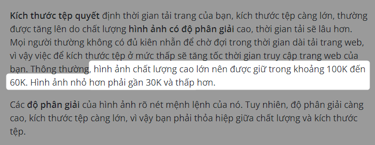 Google khuyến nghị dung lượng hình ảnh