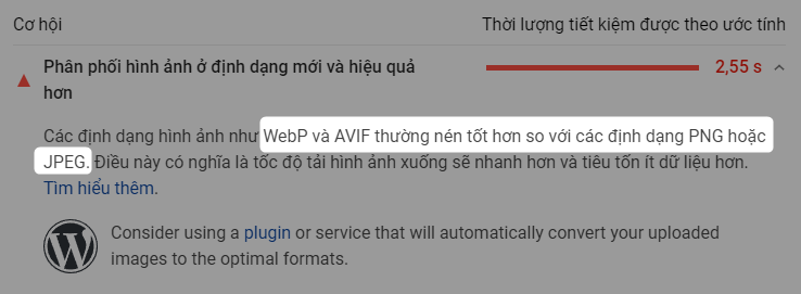 Google khuyến nghị dùng hình ảnh định dạngWebP