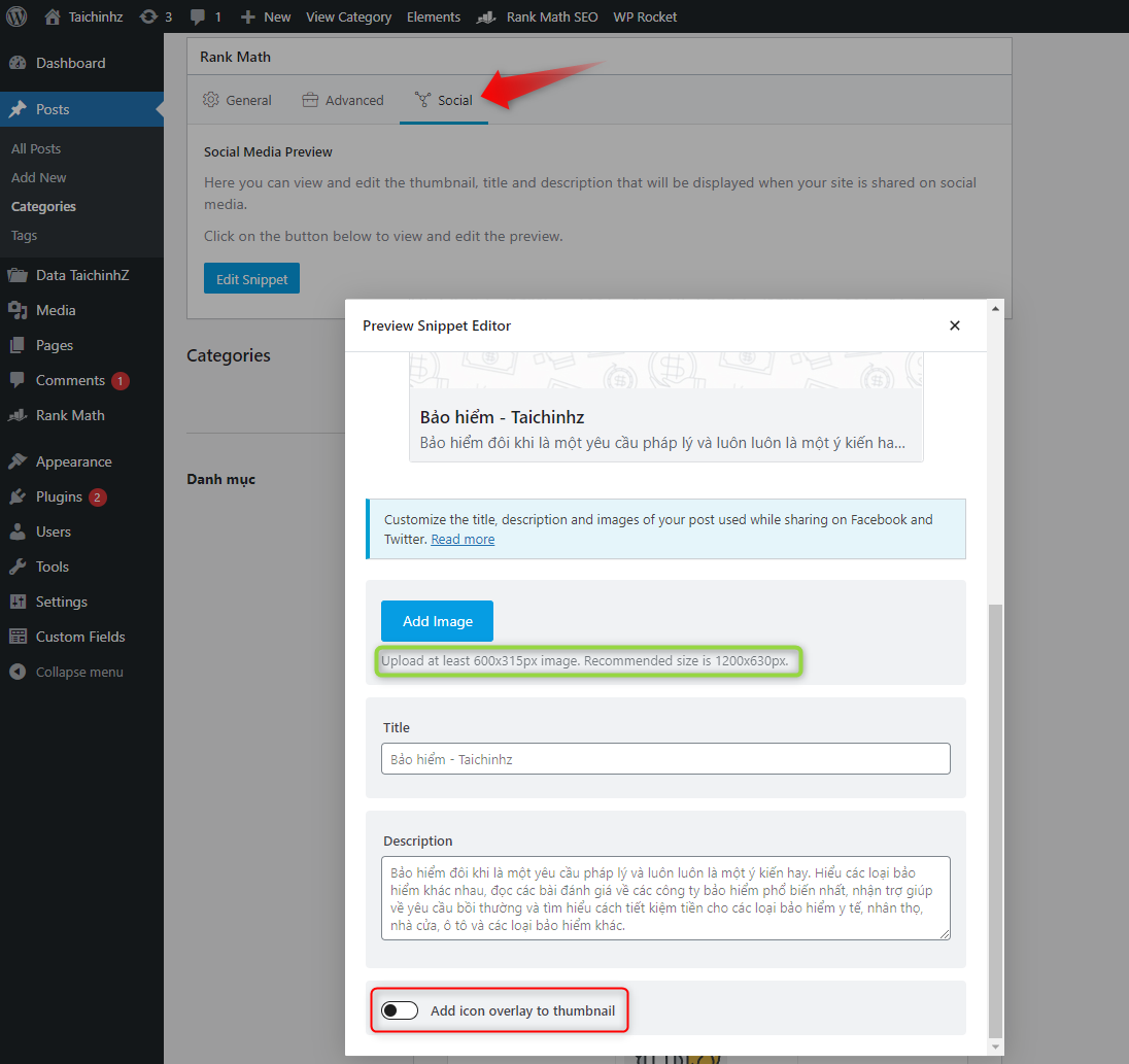 Hướng dẫn cài đặt Open Graph Meta Tags cho Catgories bằng plugin Rank Math (WordPress)
