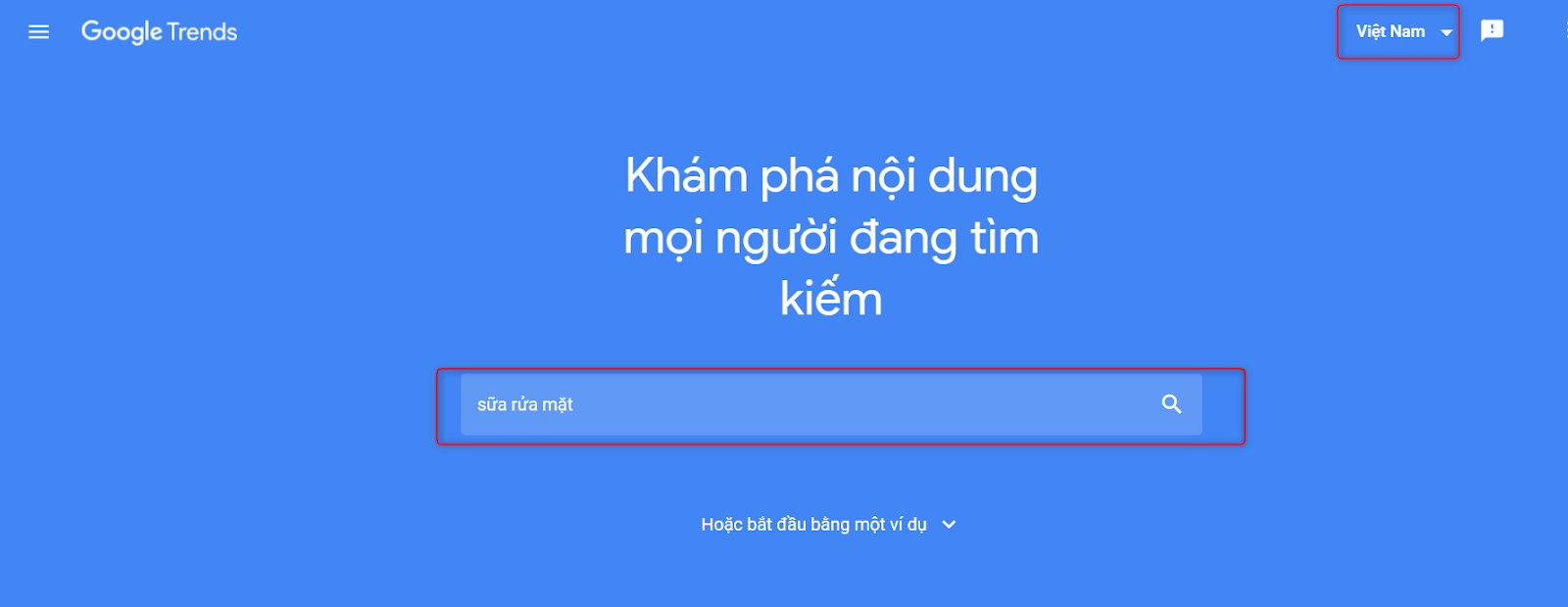 Search từ khóa sữa rửa mặt trên google trend