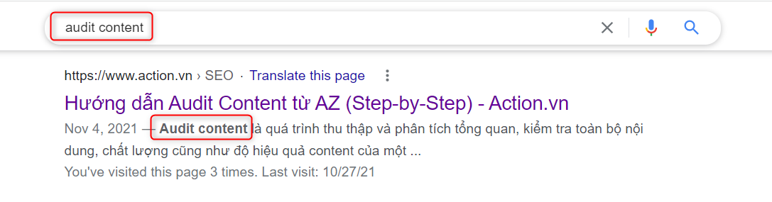 Google sẽ in đậm key khi search