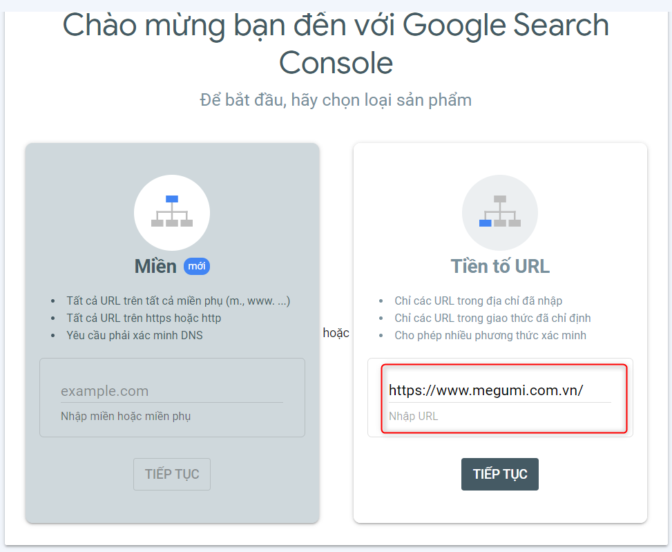 Cách 2: Thiết lập qua "Tiền tố URL"