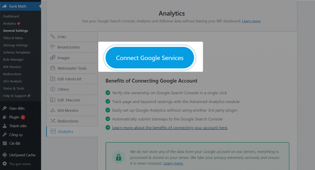 Kết nối tài khoản Rank Math