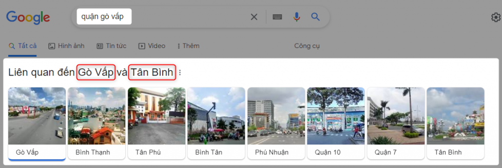 Kết quả tìm kiếm Google với cụm từ "quận gò vấp"