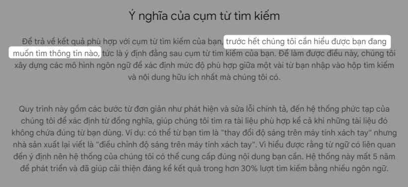 Trích dẫn tài liệu của Google: "Ý nghĩa của cụm từ tìm kiếm"